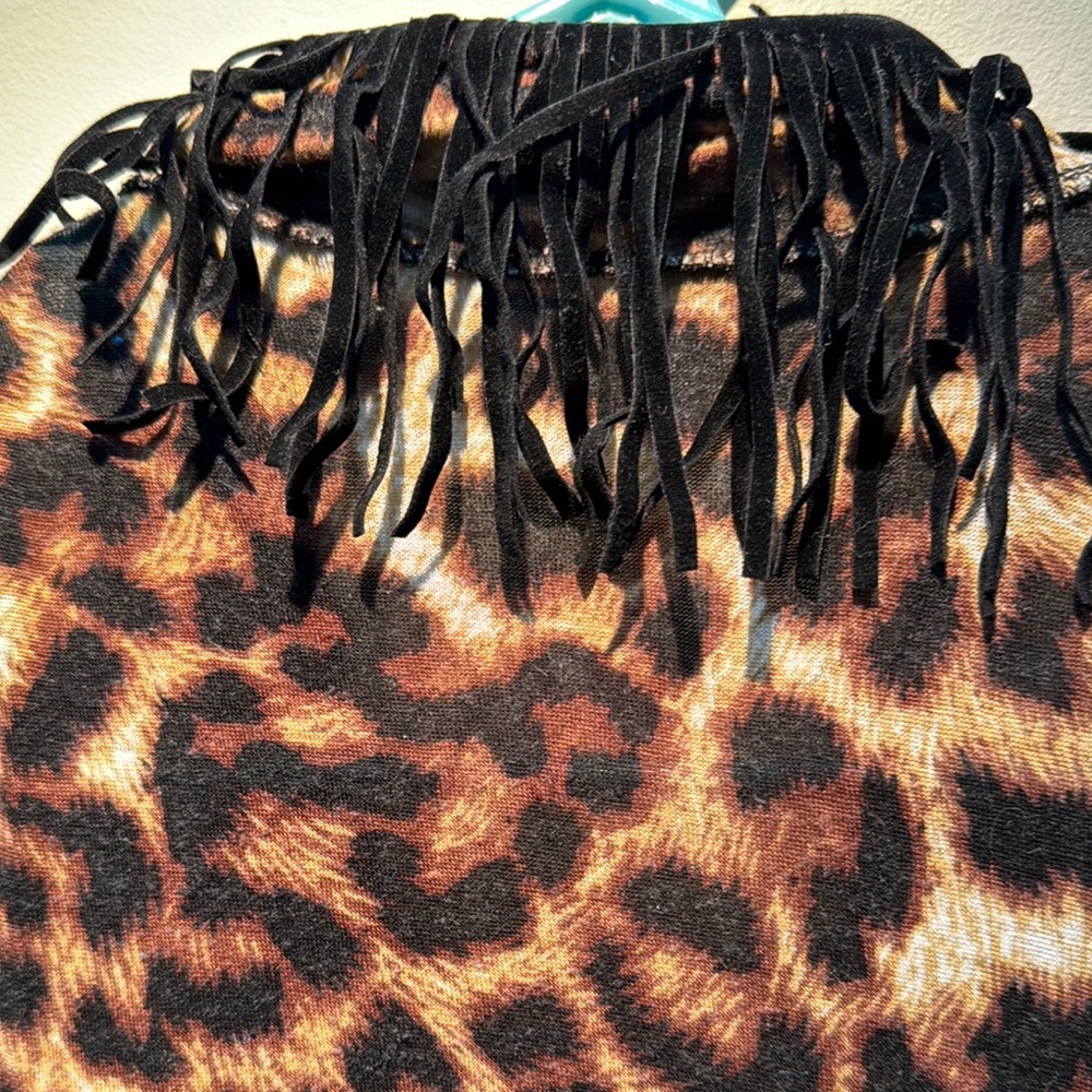 Leopard Print Fringe Vest - Picture 4 of 4